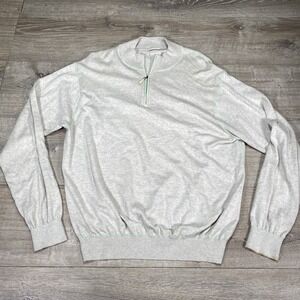 Peter Millar Sweater Mens XL Half Zip Pullover Cashmere Blend Green Stitching